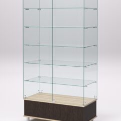 Витрина стеклянная ПРИМАВЕРА ПОДИУМ МОДЕРН №509 (с дверками, задняя стенка - стекло), Дуб Венге и Дуб Сонома