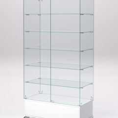 Витрина стеклянная ПРИМАВЕРА ПОДИУМ КЛАССИК №509-Ф (с дверками, задняя стенка - стекло), Белый