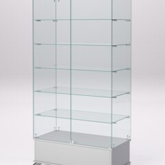 Витрина стеклянная ПРИМАВЕРА ПОДИУМ КЛАССИК №509-Ф (с дверками, задняя стенка - стекло), Серый