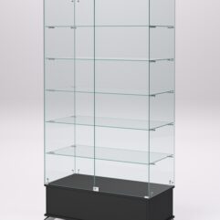 Витрина стеклянная ПРИМАВЕРА ПОДИУМ КЛАССИК №509-Ф (с дверками, задняя стенка - стекло), Черный