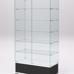 Витрина стеклянная ПРИМАВЕРА ПОДИУМ КЛАССИК №509-Ф (с дверками, задняя стенка - стекло), Черный и Белый