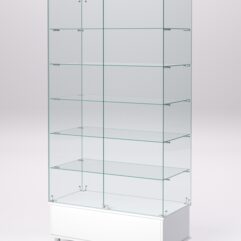 Витрина стеклянная ПРИМАВЕРА ПОДИУМ МОДЕРН №509-Ф (с дверками, задняя стенка - стекло), Белый
