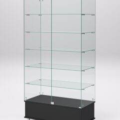 Витрина стеклянная ПРИМАВЕРА ПОДИУМ МОДЕРН №509-Ф (с дверками, задняя стенка - стекло), Черный