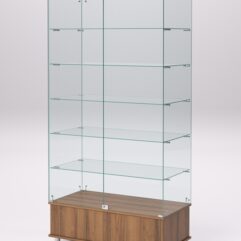 Витрина стеклянная ПРИМАВЕРА ПОДИУМ МОДЕРН №509-Ф (с дверками, задняя стенка - стекло), Орех