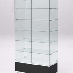 Витрина стеклянная ПРИМАВЕРА ПОДИУМ МОДЕРН №509-Ф (с дверками, задняя стенка - стекло), Черный и Белый