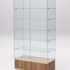 Витрина стеклянная ПРИМАВЕРА ПОДИУМ МОДЕРН №509-Ф (с дверками, задняя стенка - стекло), Орех и Дуб Сонома