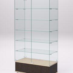 Витрина стеклянная ПРИМАВЕРА ПОДИУМ МОДЕРН №509-Ф (с дверками, задняя стенка - стекло), Дуб Венге и Дуб Сонома