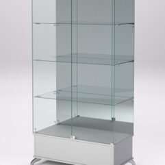 Витрина стеклянная ПРИМАВЕРА ПОДИУМ КЛАССИК №11 (с дверками, задняя стенка - зеркало), Серый