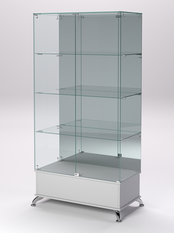 Витрина стеклянная ПРИМАВЕРА ПОДИУМ КЛАССИК №11 (с дверками, задняя стенка - зеркало), Серый