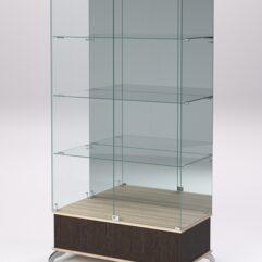 Витрина стеклянная ПРИМАВЕРА ПОДИУМ КЛАССИК №11 (с дверками, задняя стенка - зеркало), Дуб Венге и Дуб Сонома