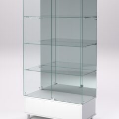 Витрина стеклянная ПРИМАВЕРА ПОДИУМ МОДЕРН №11 (с дверками, задняя стенка - зеркало), Белый