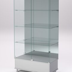 Витрина стеклянная ПРИМАВЕРА ПОДИУМ МОДЕРН №11 (с дверками, задняя стенка - зеркало), Серый