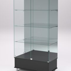 Витрина стеклянная ПРИМАВЕРА ПОДИУМ МОДЕРН №11 (с дверками, задняя стенка - зеркало), Черный