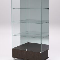 Витрина стеклянная ПРИМАВЕРА ПОДИУМ МОДЕРН №11 (с дверками, задняя стенка - зеркало), Дуб Венге