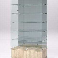 Витрина стеклянная ПРИМАВЕРА ПОДИУМ КЛАССИК №511 (с дверками, задняя стенка - зеркало), Дуб Сонома