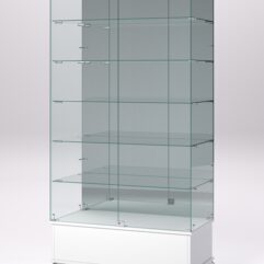 Витрина стеклянная ПРИМАВЕРА ПОДИУМ КЛАССИК №511 (с дверками, задняя стенка - зеркало), Белый