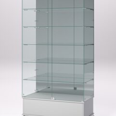 Витрина стеклянная ПРИМАВЕРА ПОДИУМ КЛАССИК №511 (с дверками, задняя стенка - зеркало), Серый