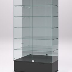 Витрина стеклянная ПРИМАВЕРА ПОДИУМ КЛАССИК №511 (с дверками, задняя стенка - зеркало), Черный