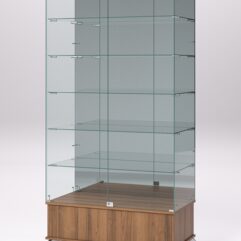 Витрина стеклянная ПРИМАВЕРА ПОДИУМ КЛАССИК №511 (с дверками, задняя стенка - зеркало), Орех