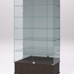 Витрина стеклянная ПРИМАВЕРА ПОДИУМ КЛАССИК №511 (с дверками, задняя стенка - зеркало), Дуб Венге