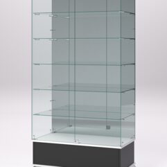 Витрина стеклянная ПРИМАВЕРА ПОДИУМ КЛАССИК №511 (с дверками, задняя стенка - зеркало), Черный и Белый