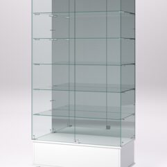 Витрина стеклянная ПРИМАВЕРА ПОДИУМ МОДЕРН №511 (с дверками, задняя стенка - зеркало), Белый