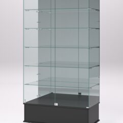 Витрина стеклянная ПРИМАВЕРА ПОДИУМ МОДЕРН №511 (с дверками, задняя стенка - зеркало), Черный