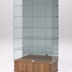 Витрина стеклянная ПРИМАВЕРА ПОДИУМ МОДЕРН №511 (с дверками, задняя стенка - зеркало), Орех