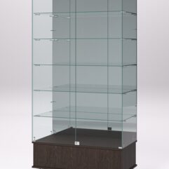 Витрина стеклянная ПРИМАВЕРА ПОДИУМ МОДЕРН №511 (с дверками, задняя стенка - зеркало), Дуб Венге