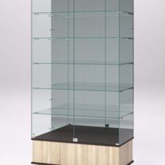 Витрина стеклянная ПРИМАВЕРА ПОДИУМ МОДЕРН №511 (с дверками, задняя стенка - зеркало), Дуб Сонома и Дуб Венге