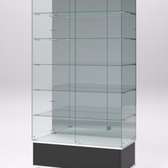 Витрина стеклянная ПРИМАВЕРА ПОДИУМ МОДЕРН №511 (с дверками, задняя стенка - зеркало), Черный и Белый