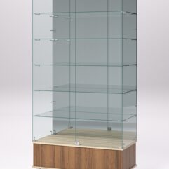Витрина стеклянная ПРИМАВЕРА ПОДИУМ МОДЕРН №511 (с дверками, задняя стенка - зеркало), Орех и Дуб Сонома