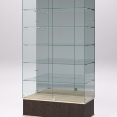 Витрина стеклянная ПРИМАВЕРА ПОДИУМ МОДЕРН №511 (с дверками, задняя стенка - зеркало), Дуб Венге и Дуб Сонома