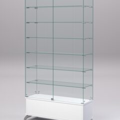 Витрина стеклянная ПРИМАВЕРА ПОДИУМ КЛАССИК №35 (с дверками, задняя стенка - стекло), Белый