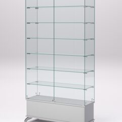 Витрина стеклянная ПРИМАВЕРА ПОДИУМ КЛАССИК №35 (с дверками, задняя стенка - стекло), Серый