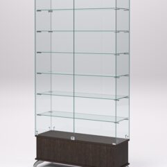 Витрина стеклянная ПРИМАВЕРА ПОДИУМ КЛАССИК №35 (с дверками, задняя стенка - стекло), Дуб Венге