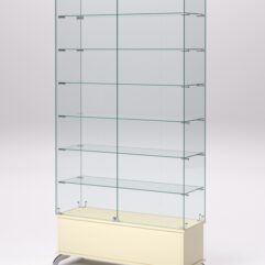 Витрина стеклянная ПРИМАВЕРА ПОДИУМ КЛАССИК №35 (с дверками, задняя стенка - стекло), Крем Вайс