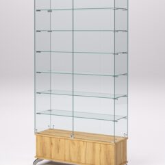 Витрина стеклянная ПРИМАВЕРА ПОДИУМ КЛАССИК №35 (с дверками, задняя стенка - стекло), Дуб Золотистый