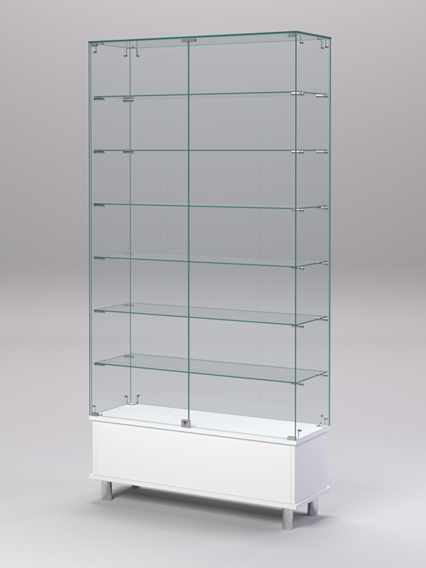 Витрина стеклянная ПРИМАВЕРА ПОДИУМ МОДЕРН №35 (с дверками, задняя стенка - стекло), Белый