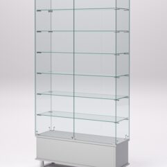 Витрина стеклянная ПРИМАВЕРА ПОДИУМ МОДЕРН №35 (с дверками, задняя стенка - стекло), Серый