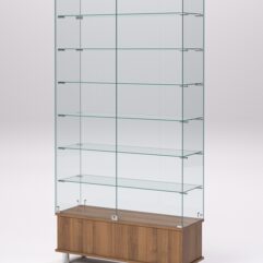 Витрина стеклянная ПРИМАВЕРА ПОДИУМ МОДЕРН №35 (с дверками, задняя стенка - стекло), Орех