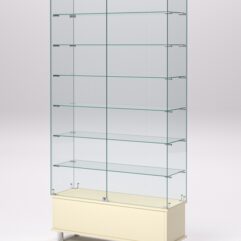 Витрина стеклянная ПРИМАВЕРА ПОДИУМ МОДЕРН №35 (с дверками, задняя стенка - стекло), Крем Вайс