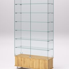 Витрина стеклянная ПРИМАВЕРА ПОДИУМ МОДЕРН №35 (с дверками, задняя стенка - стекло), Дуб Золотистый