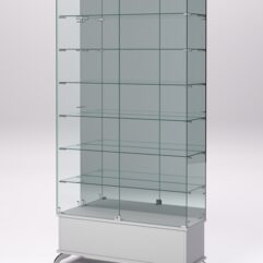 Витрина стеклянная ПРИМАВЕРА ПОДИУМ КЛАССИК №36 (с дверками, задняя стенка - зеркало), Серый