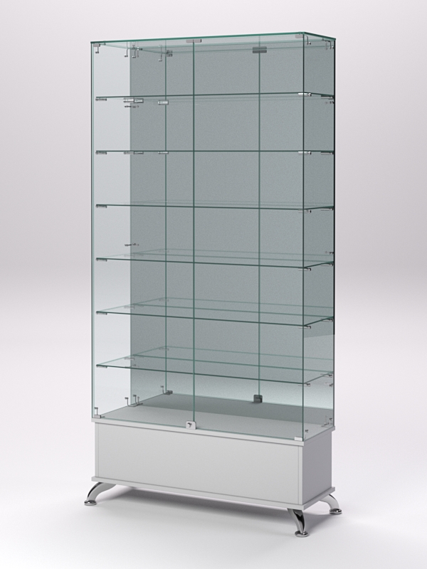 Витрина стеклянная ПРИМАВЕРА ПОДИУМ КЛАССИК №36 (с дверками, задняя стенка - зеркало), Серый