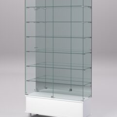 Витрина стеклянная ПРИМАВЕРА ПОДИУМ МОДЕРН №36 (с дверками, задняя стенка - зеркало), Белый