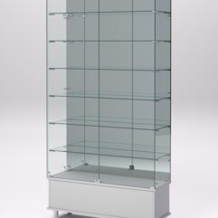 Витрина стеклянная ПРИМАВЕРА ПОДИУМ МОДЕРН №36 (с дверками, задняя стенка - зеркало), Серый