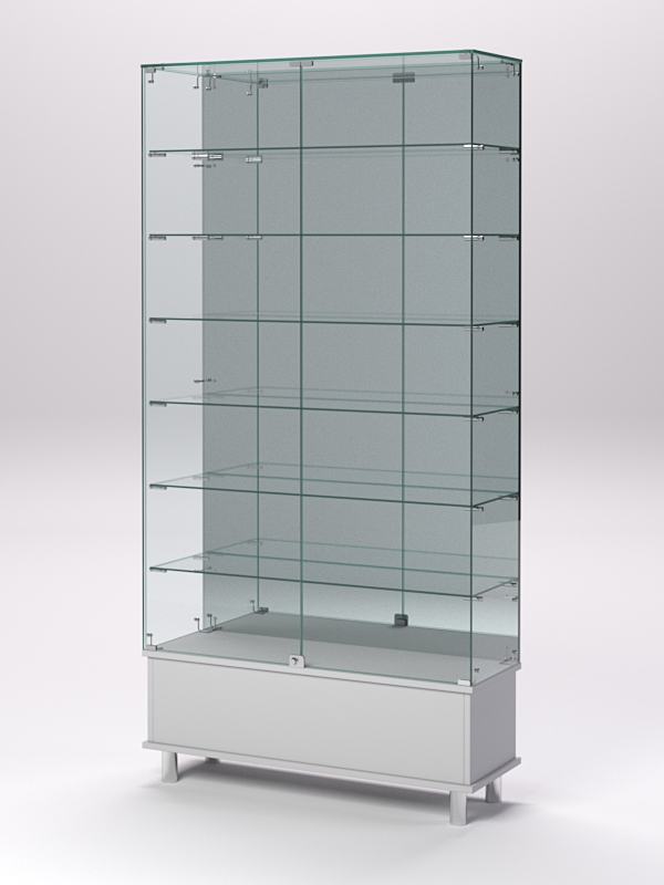 Витрина стеклянная ПРИМАВЕРА ПОДИУМ МОДЕРН №36 (с дверками, задняя стенка - зеркало), Серый