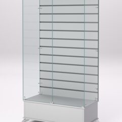 Витрина стеклянная ПРИМАВЕРА ПОДИУМ КЛАССИК №9-ЭП (с дверками, задняя стенка - экономпанель), Серый