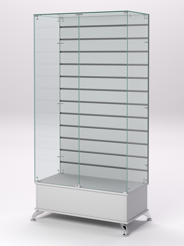 Витрина стеклянная ПРИМАВЕРА ПОДИУМ КЛАССИК №9-ЭП (с дверками, задняя стенка - экономпанель), Серый